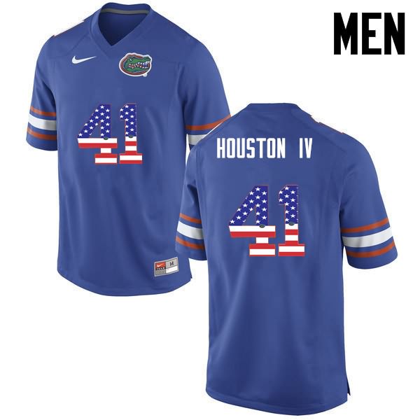 NCAA Florida Gators James Houston IV Men's #41 USA Flag Fashion Nike Blue Stitched Authentic College Football Jersey BMI6364FX